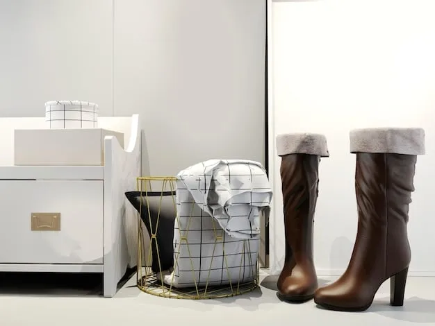 An organized and minimalist walk-in closet with neatly arranged professional clothing, shoes, and accessories, emphasizing care and presentation.