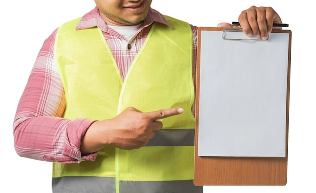 An image showing a person holding a clipboard with a checklist on it, with various points checked off, symbolizing the thoroughness and adherence to standards in public safety reporting.