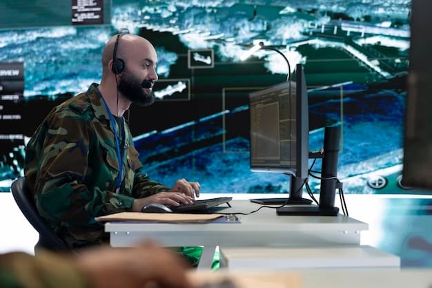 A dispatcher sitting in a command center, using multiple screens to monitor real-time data and maps from Motorola Solutions' CommandCentral Platform. The screens should display live video feeds, incident locations, and resource tracking information. Include other personnel working in the background, focusing on the dispatcher's viewpoint.