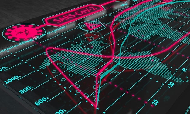 A dashboard displaying real-time crime statistics and AI-generated risk assessments, with a focus on predictive policing hotspots.