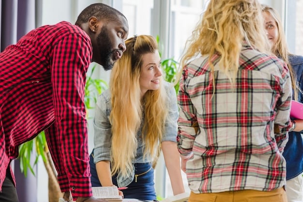 A diverse group of students participating in a workshop where they are learning about empathy and respect for others. The facilitator is guiding them through activities that promote understanding and positive social interactions. The image highlights the importance of social-emotional learning in preventing bullying and harassment.