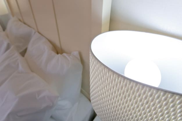 A close-up of a modern, minimalist table lamp from SHEIN, casting a soft glow, emphasizing its design and functionality within a bedroom setting.