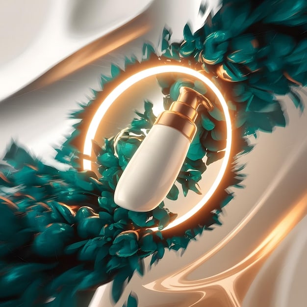 A magnified view of a cosmetic product label with a finger pointing to the 