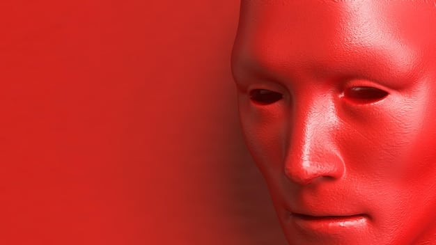 A person's face with visible redness on the cheeks, looking slightly irritated, symbolizing sensitive skin. The lighting highlights the redness against a neutral background.