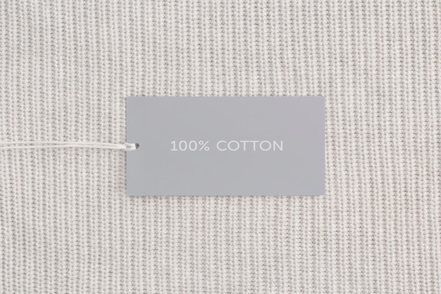 A detailed close-up of a garment label showing 